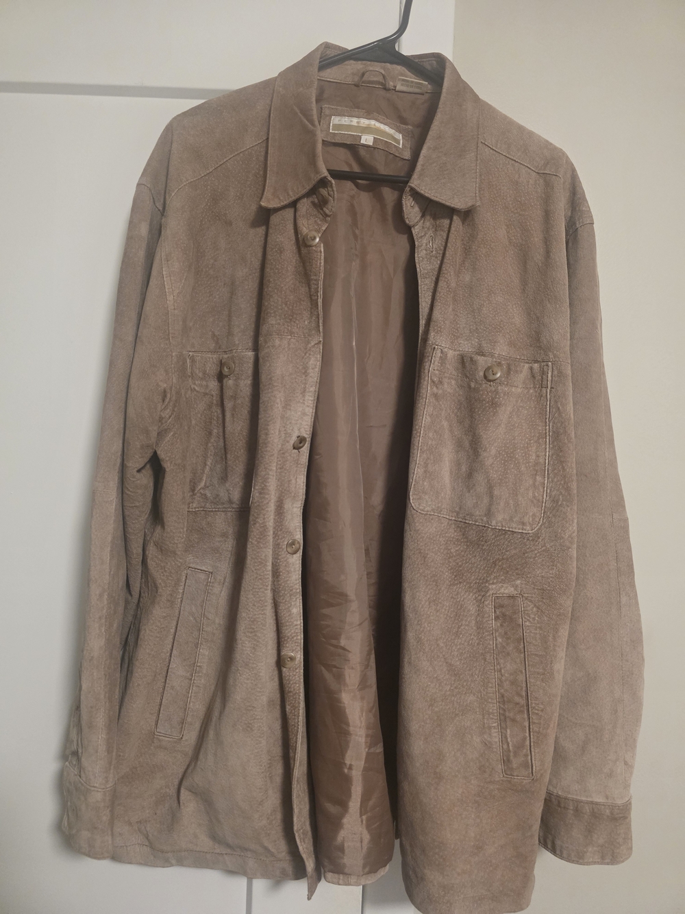 Perry Ellis Size Large Men's Taupe Leather Jacket